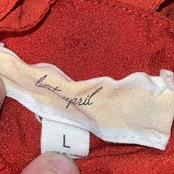 Anthropology Open Weaved Back Maxi Dress Women’s Large Rust Sheer Bottom - Picture 9 of 10